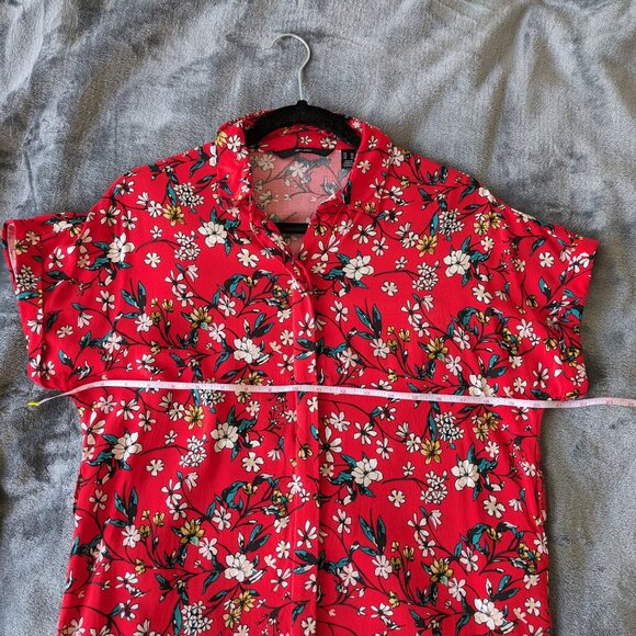 Vero Moda -XS- viscose red floral shirt summer dress - Picture 9 of 12